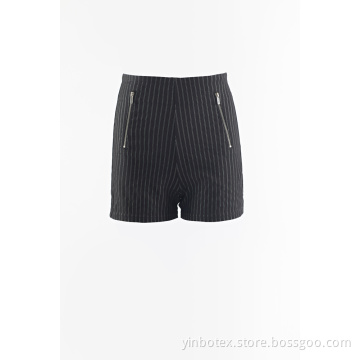 Stripe zipper hot pants